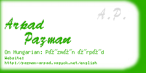 arpad pazman business card